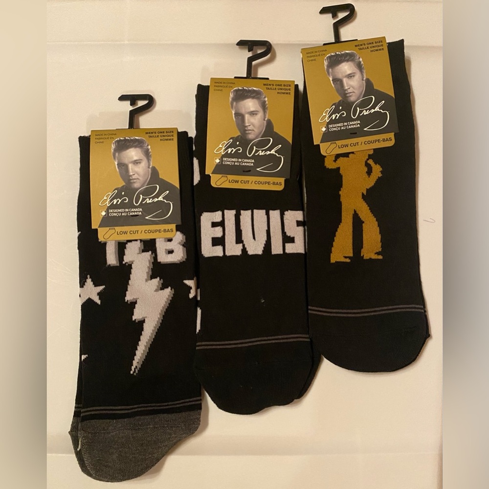 Men’s Sock Bundle / One Size / Elvis graphic printed crew socks.